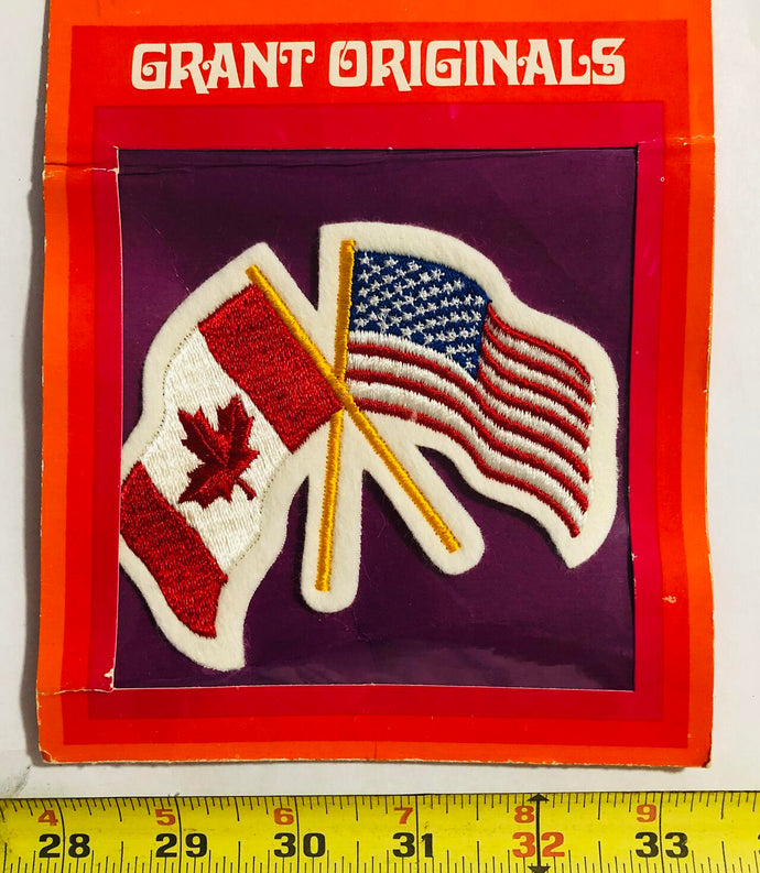 USA Canada Crossed Flags Tourist Vintage Patch